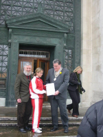 Outside Swansea Guildhall